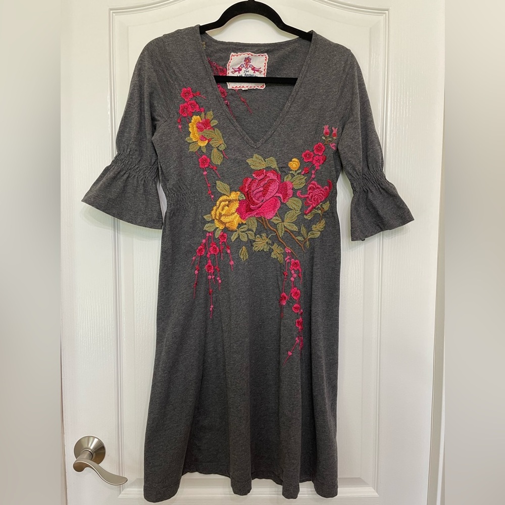 Johnny Was Roses Embroidered Dress - Picture 1 of 10